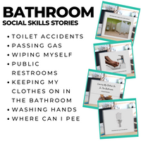 Thumbnail for Bathroom Social Skills Story Bundle: Collection of 6 Social Narratives: Editable (Printable PDF )