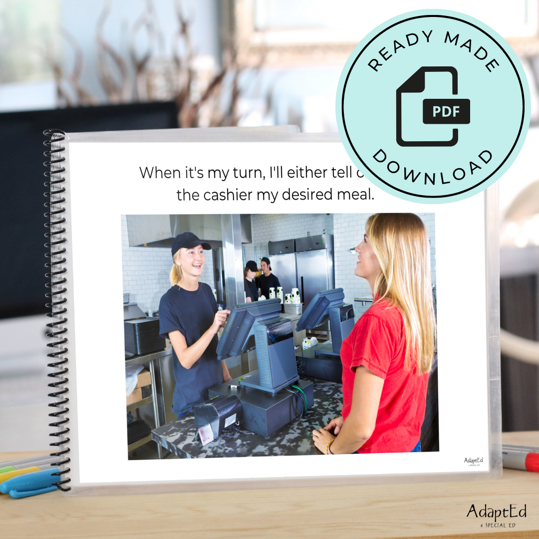 Social Skills Story: Ordering Fast Food: Editable (Printable PDF )