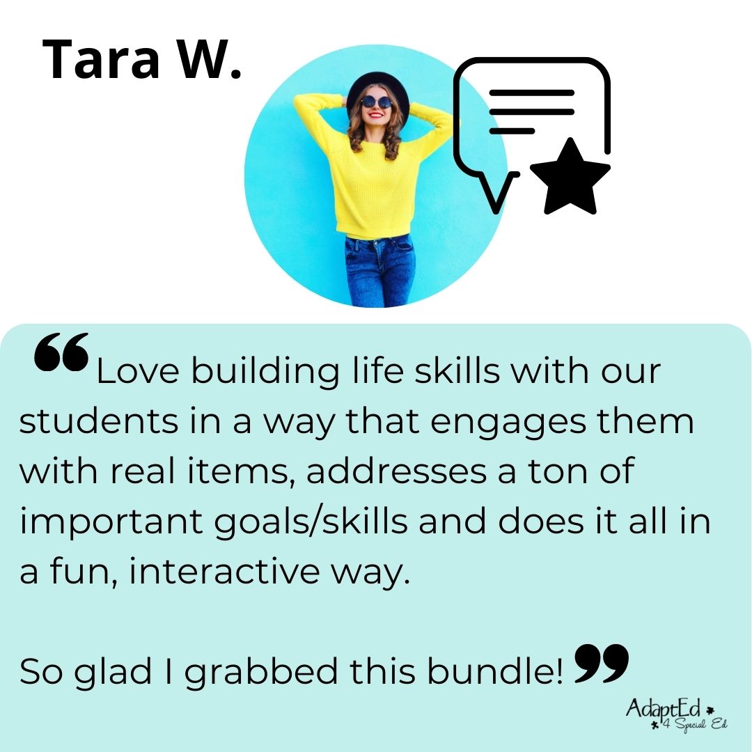 "Love building life skills with our students in a way that engages them with real items" -Tara File Folders File Folders - AdaptEd4SpecialEd