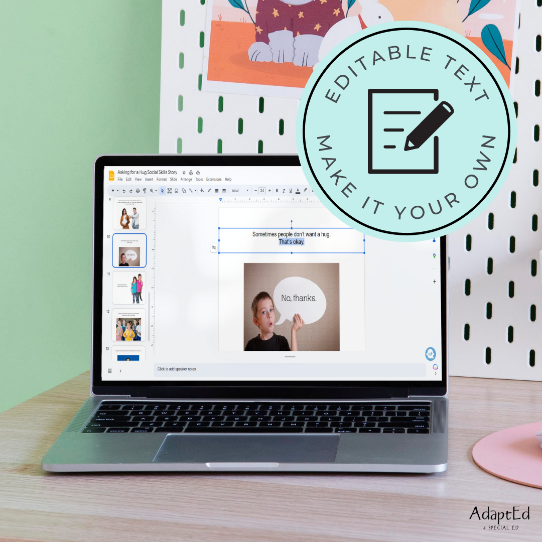 Asking for a Hug Editable Social Skills Story (Printable PDF )