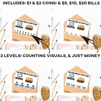 Thumbnail for Task Cards: How Many Bills Do I Pay With? Fast Food: Canadian Currency (Printable PDF) Money Awareness - AdaptEd4SpecialEd