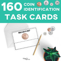 Thumbnail for Task Cards: Coin Identification (Printable PDF) Coins - AdaptEd4SpecialEd
