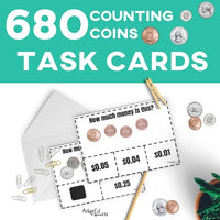 Thumbnail for Task Cards: Counting Coins (Printable PDF) Coins - AdaptEd4SpecialEd