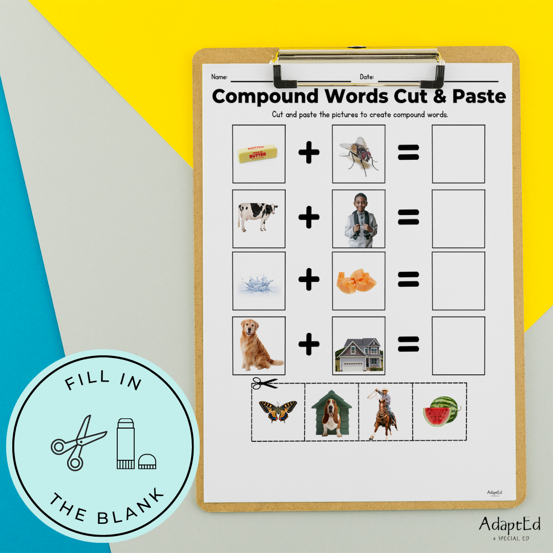 Cut and Paste Blending Compound Words: Phonemic Awareness Activity