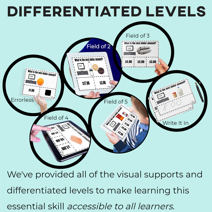 Task Cards: Next Dollar Up: Grocery Store (Interactive Digital + Printable PDF) Dollar Up - AdaptEd4SpecialEd