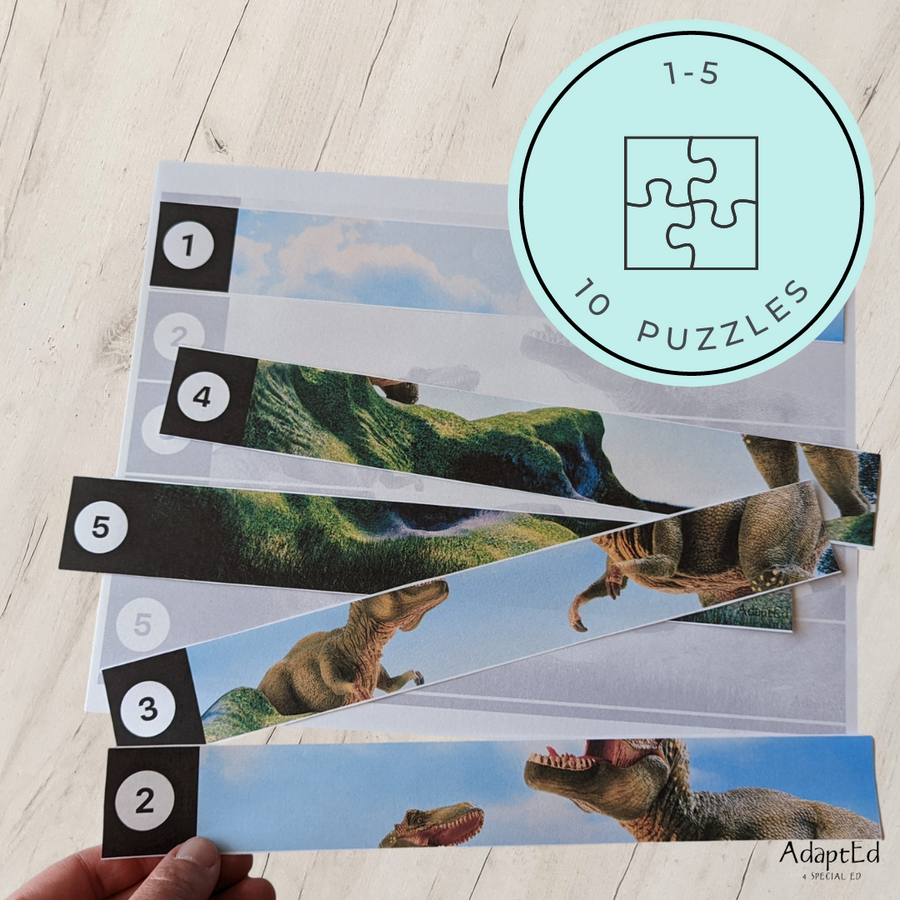 Dinosaur Counting Puzzles: Counting 1-5 1-10 11-20 21-30 (Printable PDF)