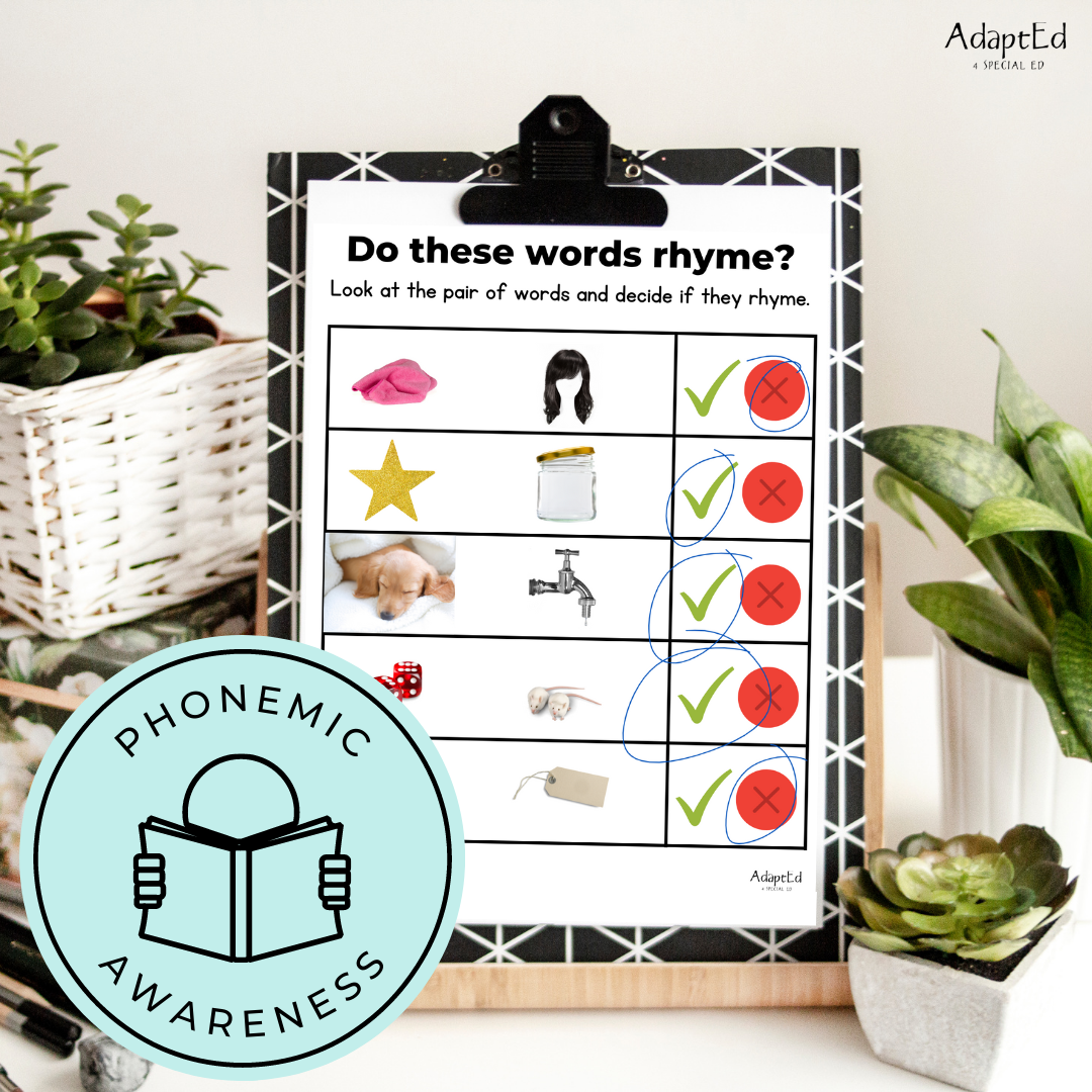 Do These Words Rhyme? Phonemic Awareness Activity - AdaptEd4SpecialEd