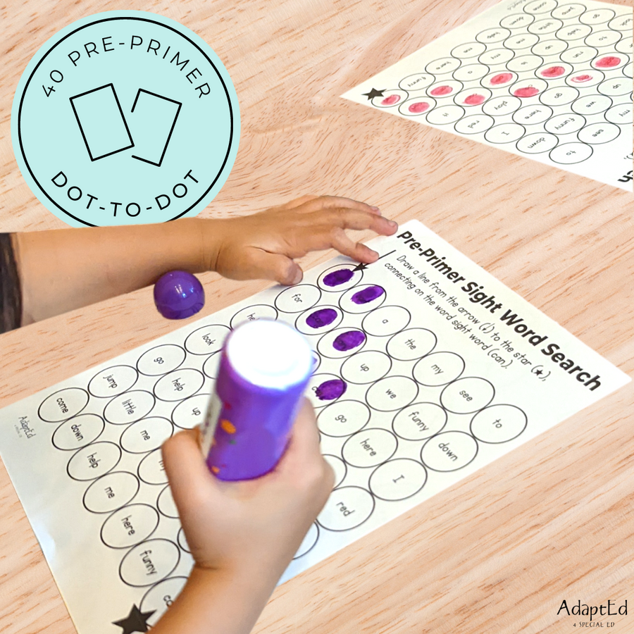 Pre Primer Sight Words Dot to Dot Stamp It Maze - AdaptEd4SpecialEd