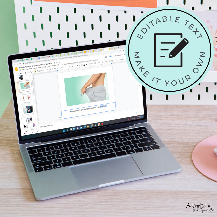 Social Narrative: Erection: Editable (Printable PDF ) Puberty - AdaptEd4SpecialEd