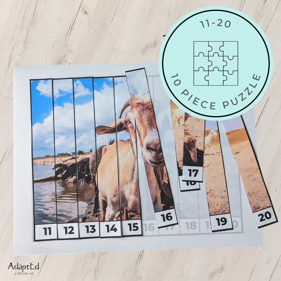 Farm Animal Counting Puzzles: Counting 1-5 1-10 11-20 21-30 (Printable PDF)