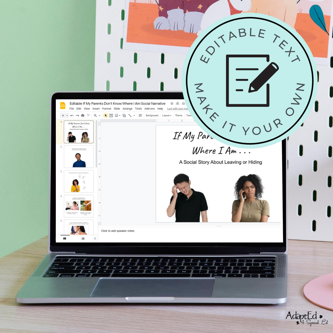 Social Skills Story: If My Parent's Don't Know Where I am | Hide | Hiding: Editable (Printable PDF ) Social Skills - AdaptEd4SpecialEd