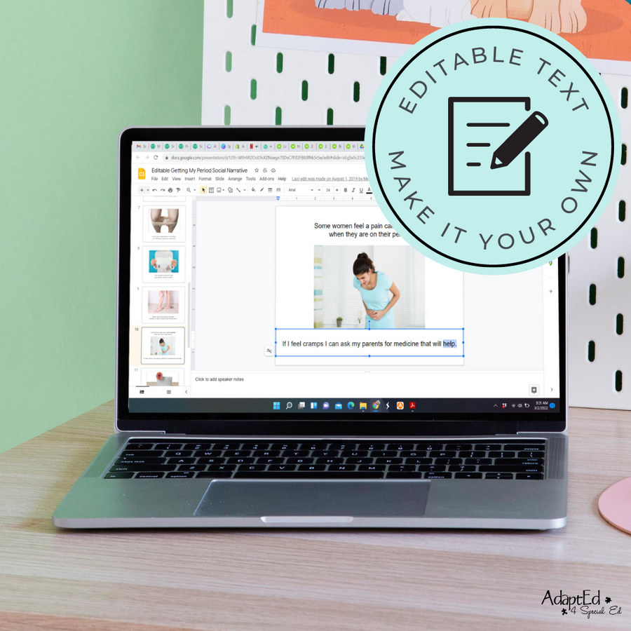 Social Narrative: Getting My Period: Editable (Printable PDF ) Puberty - AdaptEd4SpecialEd