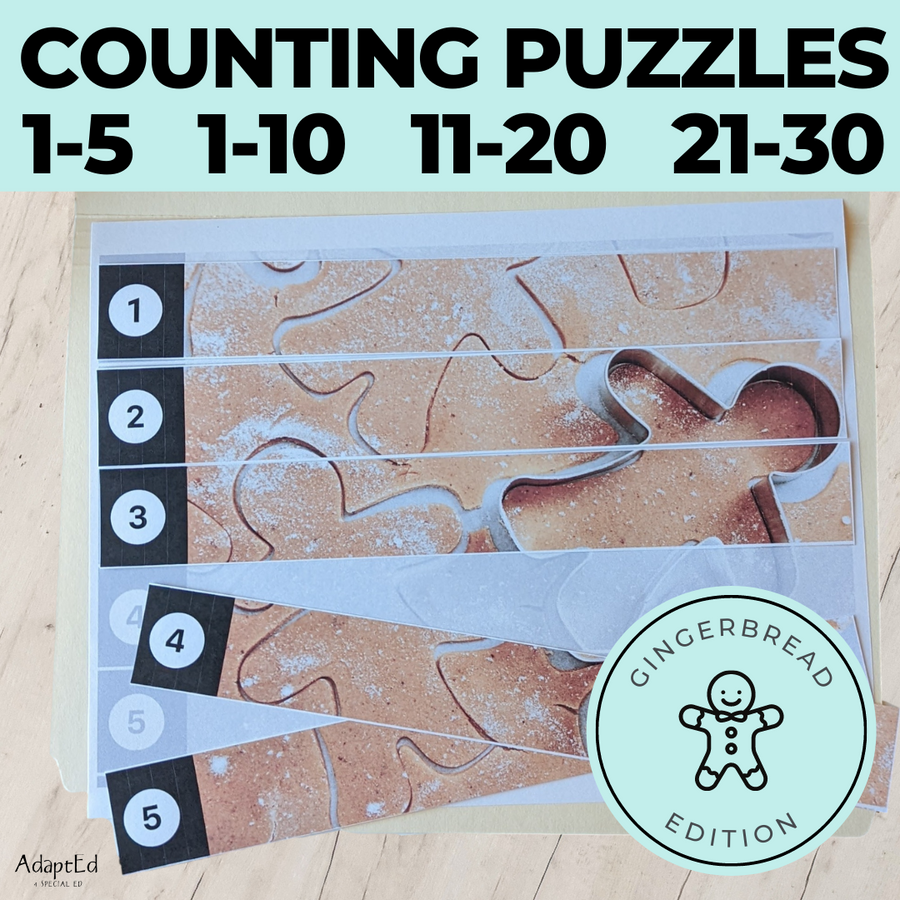 Gingerbread Counting Puzzles: Counting 1-5 1-10 11-20 21-30 (Printable PDF)
