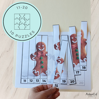 Thumbnail for Gingerbread Counting Puzzles: Counting 1-5 1-10 11-20 21-30 (Printable PDF)