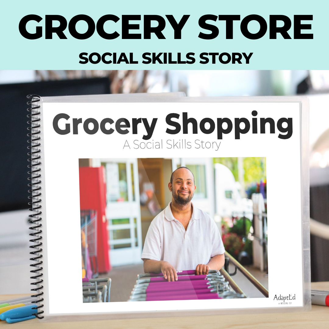 Social Skills Story: Grocery Store Shopping : Editable (Printable PDF ) Social Skills - AdaptEd4SpecialEd