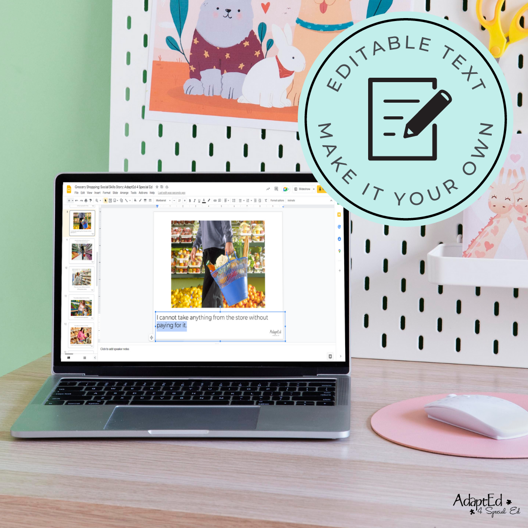 Social Skills Story: Grocery Store Shopping : Editable (Printable PDF ) Social Skills - AdaptEd4SpecialEd