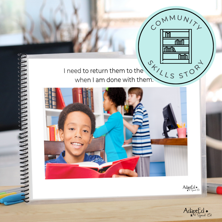 Social Skills Story: Going to the Library: Editable (Printable PDF ) Life Skills - AdaptEd4SpecialEd