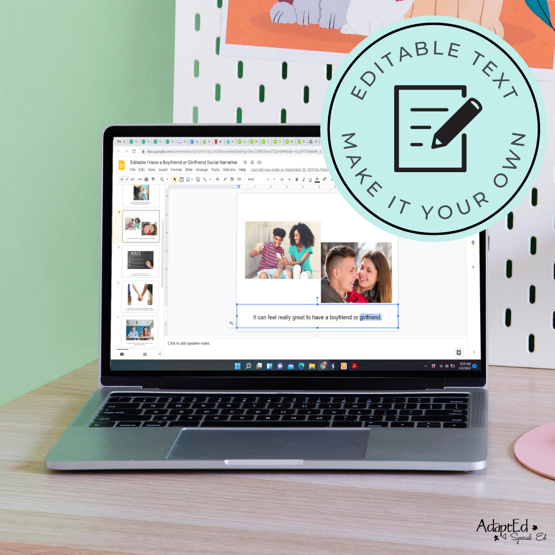 Social Narrative: I'm in a Relationship | I have a Boyfriend/ Girlfriend: Editable (Printable PDF ) Puberty - AdaptEd4SpecialEd