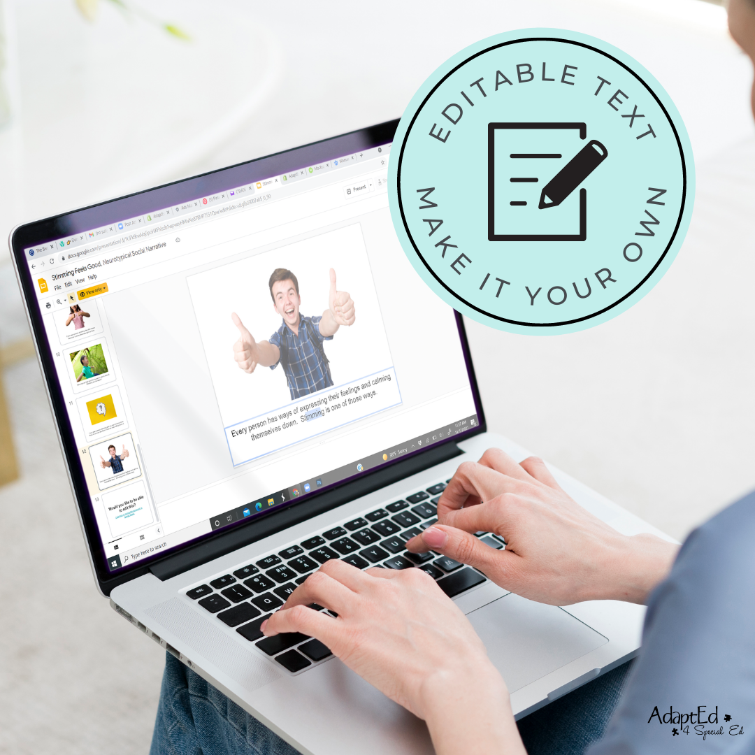 Social Narrative: I Stim & Stimming Feels Good: Editable (Printable PDF ) Neurodivergent Affirming - AdaptEd4SpecialEd