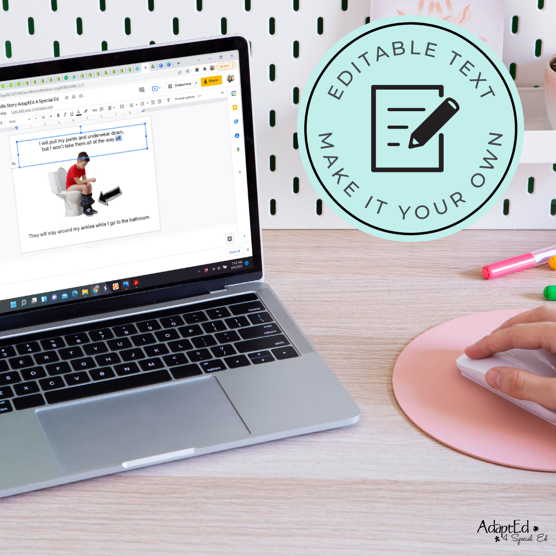 Social Narrative: Keeping My Clothes on in the Bathroom: Editable (Printable PDF ) Hygiene - AdaptEd4SpecialEd