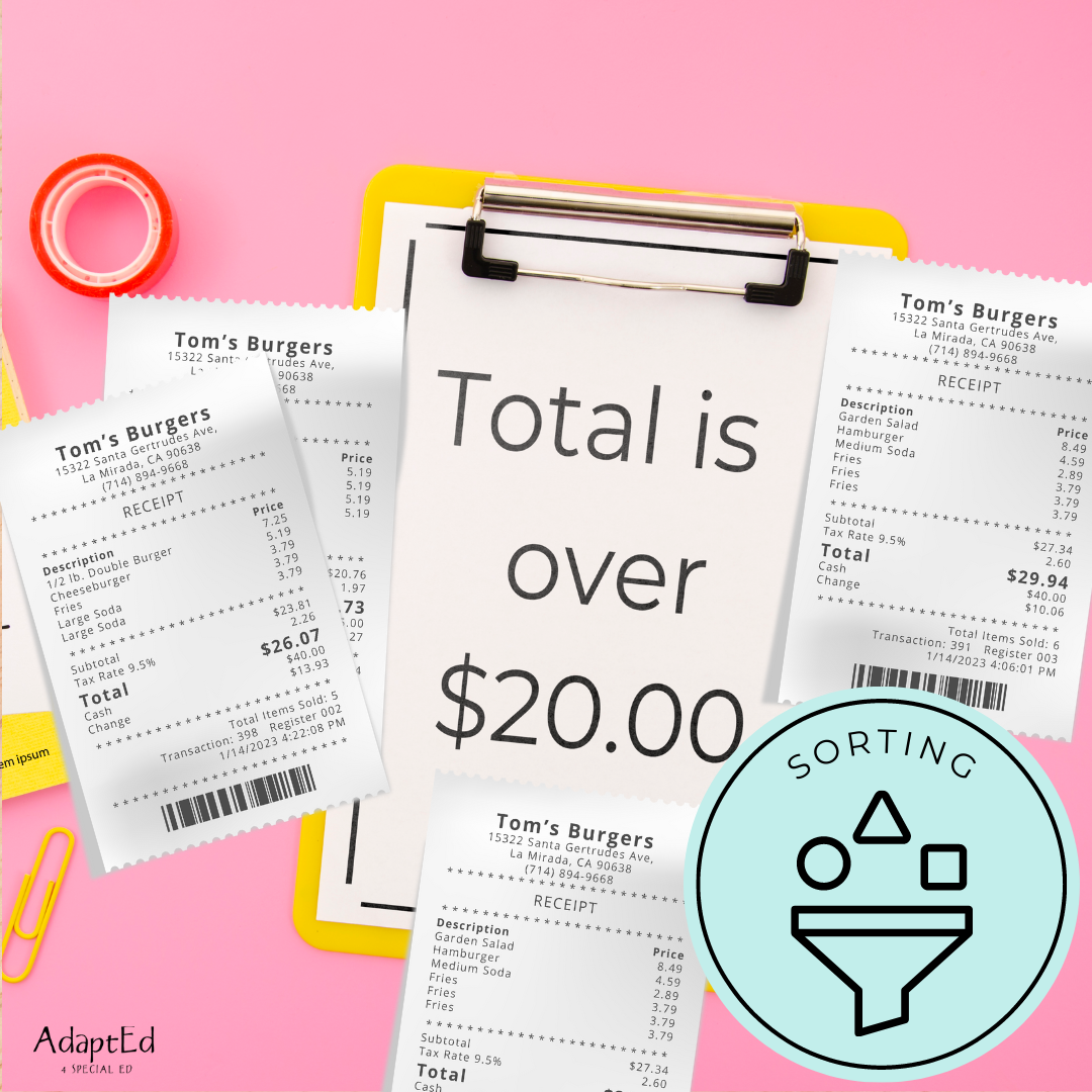 Receipt Reading Comprehension (Printable PDF)