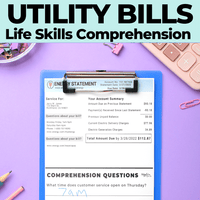Thumbnail for Utility Bills Reading Comprehension (Printable PDF) File Folders - AdaptEd4SpecialEd