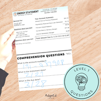 Thumbnail for Utility Bills Reading Comprehension (Printable PDF) File Folders - AdaptEd4SpecialEd
