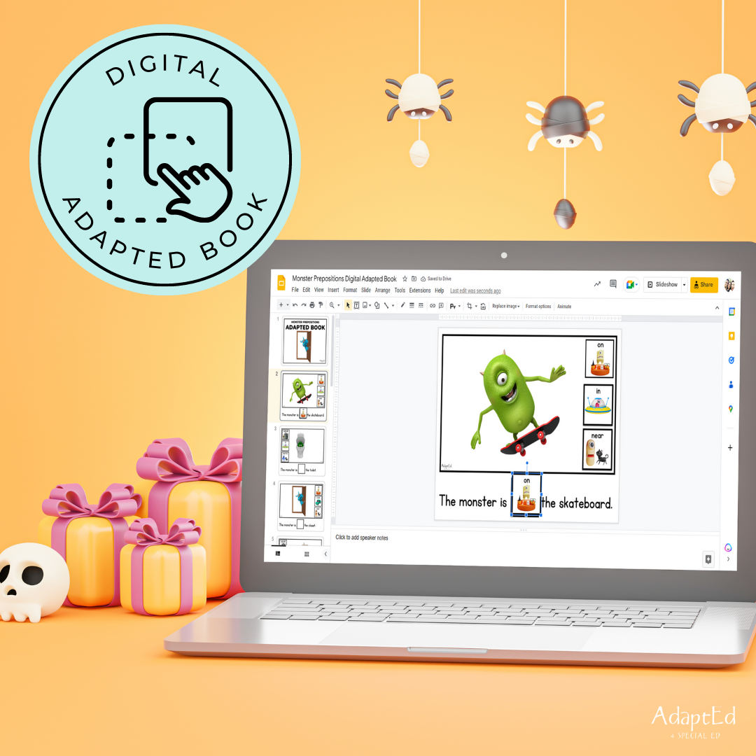Monster Positional Words: Task Cards and Adapted Book (Printable and Interactive Digital)