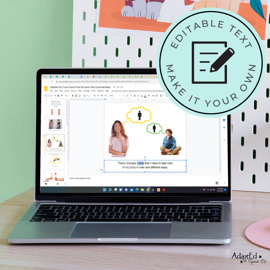 Social Skills Story: My Crush Doesn't Feel The Same Way: Unrequited Love: Editable (Printable PDF ) Puberty - AdaptEd4SpecialEd