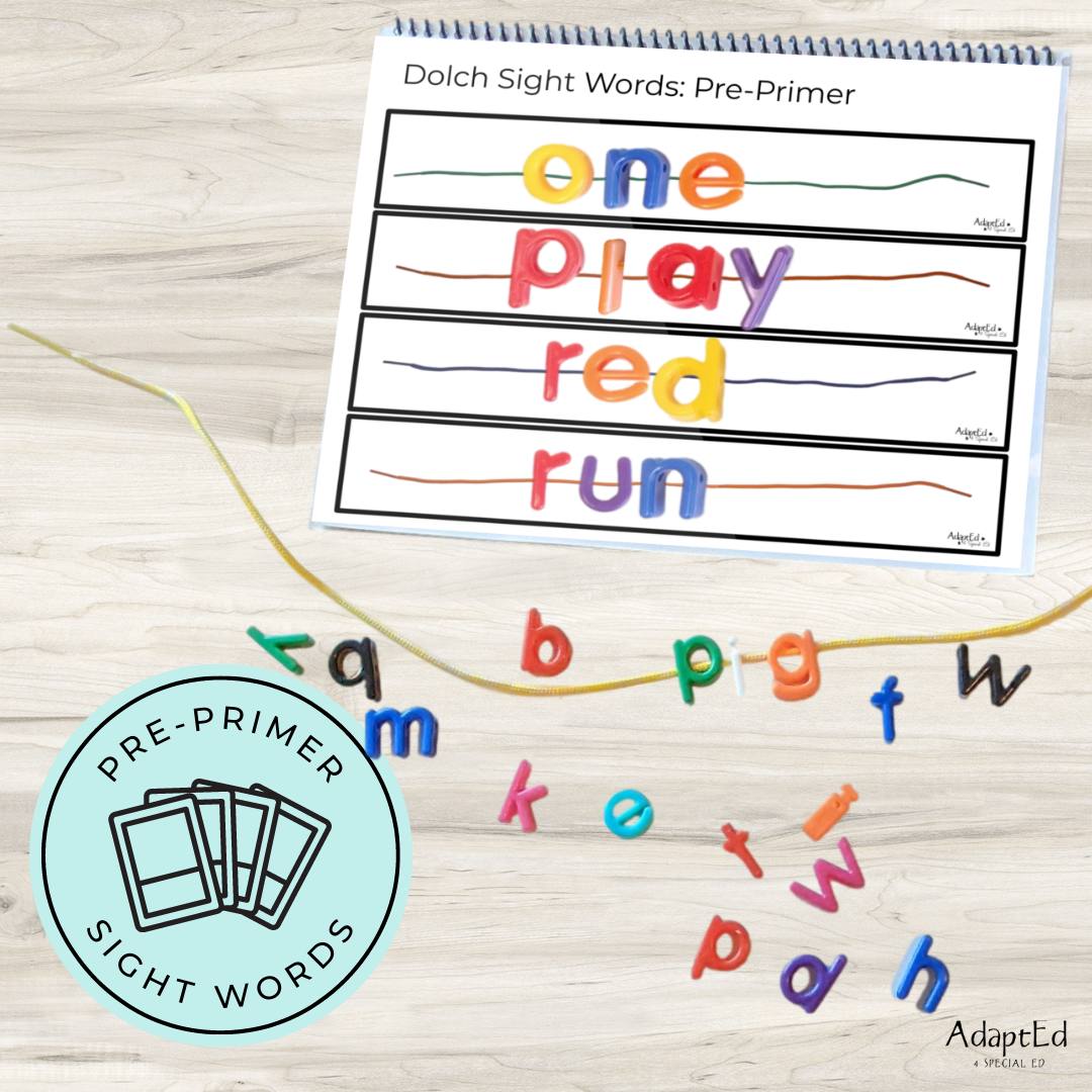Pre Primer Sight Words Letter Beads - AdaptEd4SpecialEd