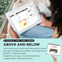 Thumbnail for Task Cards: Position Words: Left, Right, Middle, Top, Bottom, Inside, Outside, Above and Below (Interactive Digital + Printable PDF) Prepositions - AdaptEd4SpecialEd