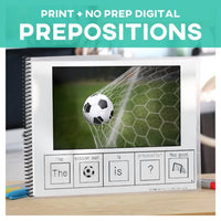 Thumbnail for Prepositions Soccer Adapted Book + Hands On Task Cards (Interactive Digital + Printable PDF) Prepositions - AdaptEd4SpecialEd