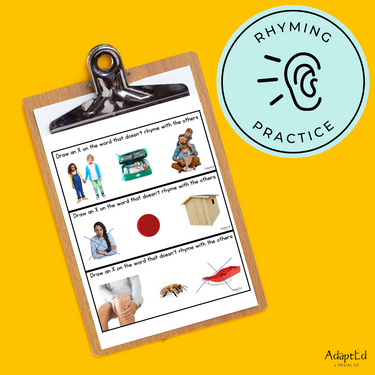 Rhyme Rhyming Phonemic Awareness Activity File Folders Task Cards - AdaptEd4SpecialEd