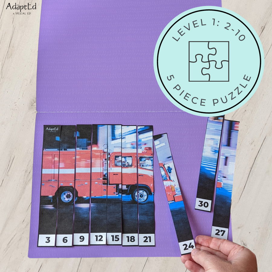Vehicle Transportation Counting Puzzles: Counting 1-5 1-10 11-20 21-30 (Printable PDF)