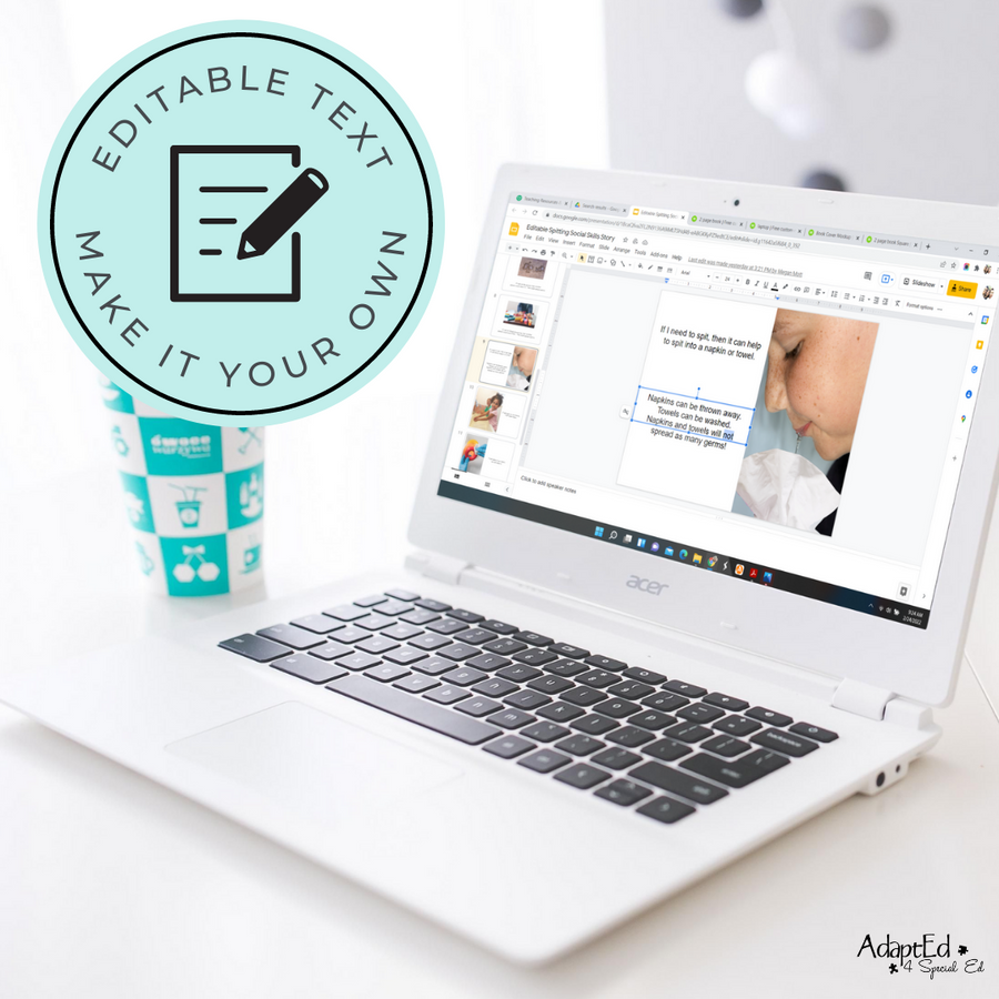 Social Narrative: Spitting: Editable (Printable PDF ) Neurodivergent Affirming - AdaptEd4SpecialEd