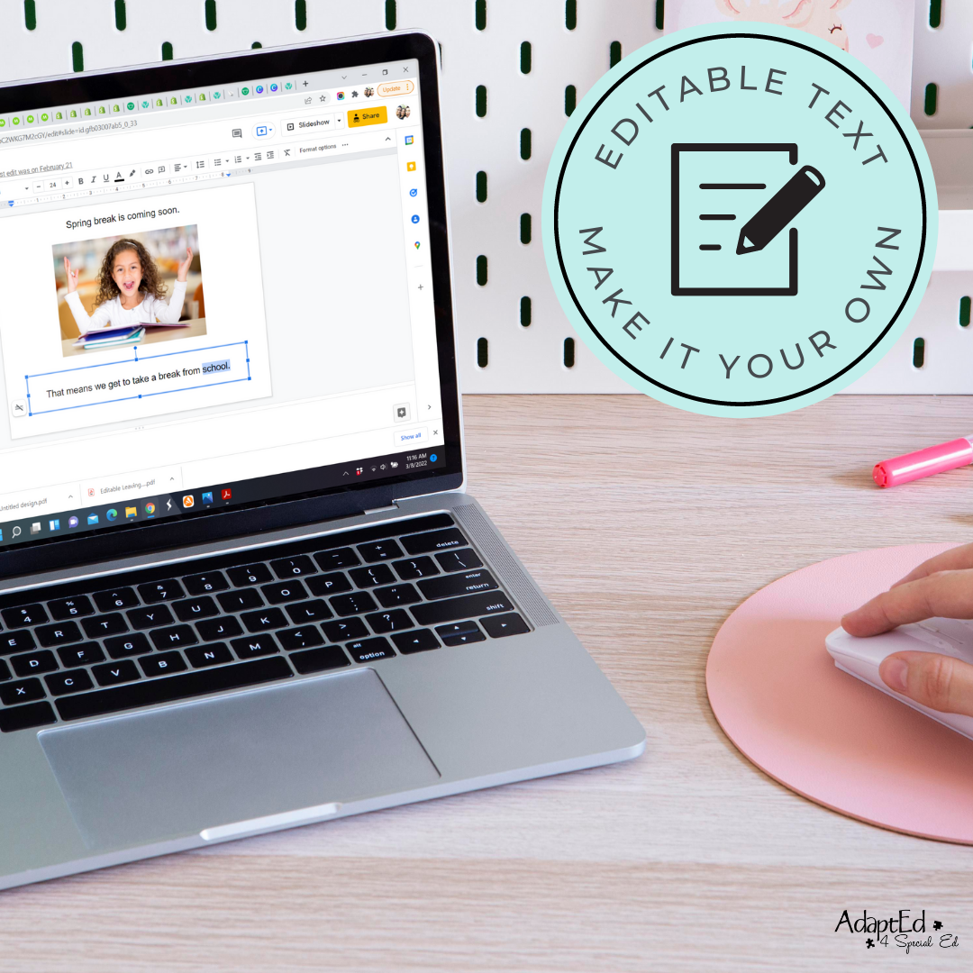 Social Skills Story: Spring Break: Editable (Printable PDF ) School - AdaptEd4SpecialEd