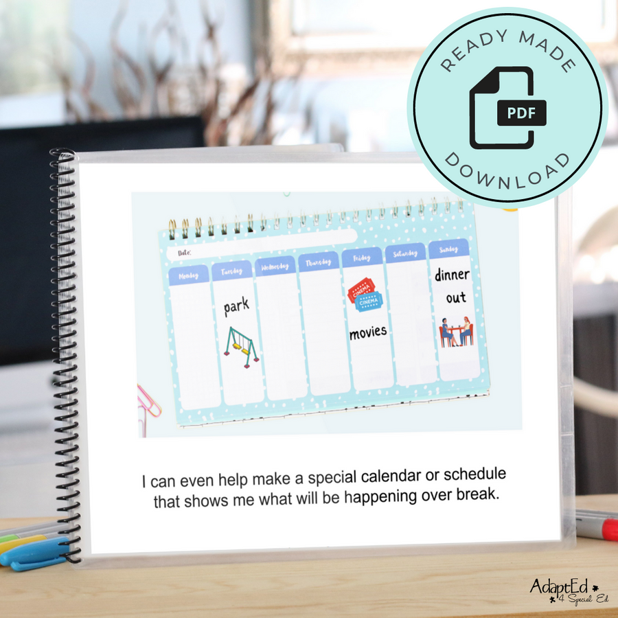 Social Skills Story: Spring Break: Editable (Printable PDF ) School - AdaptEd4SpecialEd