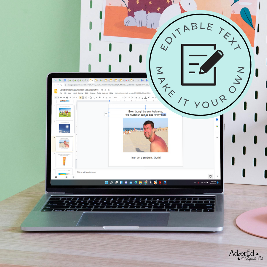 Social Skills Story: Wearing Sunscreen: Editable (Printable PDF ) Life Skills - AdaptEd4SpecialEd