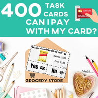 Thumbnail for Task Cards: Do I have enough to pay with my card? Grocery Store (Printable PDF) Money Awareness - AdaptEd4SpecialEd