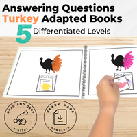 Thumbnail for Answering Simple Questions Adapted Books Thanksgiving Turkey 🦃 (Printable PDF + Digital) Wh Questions - AdaptEd4SpecialEd
