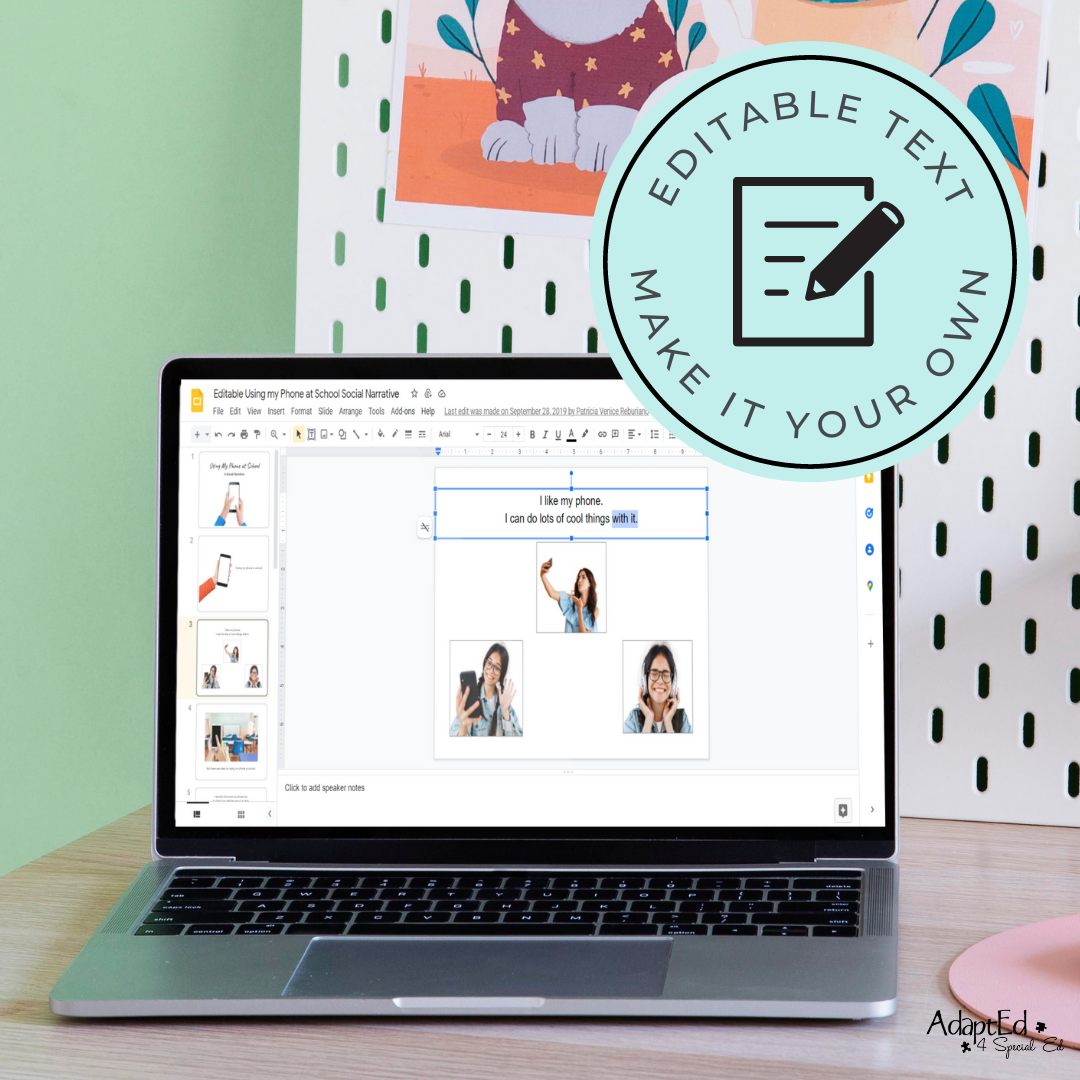 Social Narrative: Phone at School: Editable (Printable PDF ) School - AdaptEd4SpecialEd
