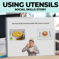 Thumbnail for Social Skills Story: Eating With Utensils: Editable (Printable PDF ) Life Skills - AdaptEd4SpecialEd