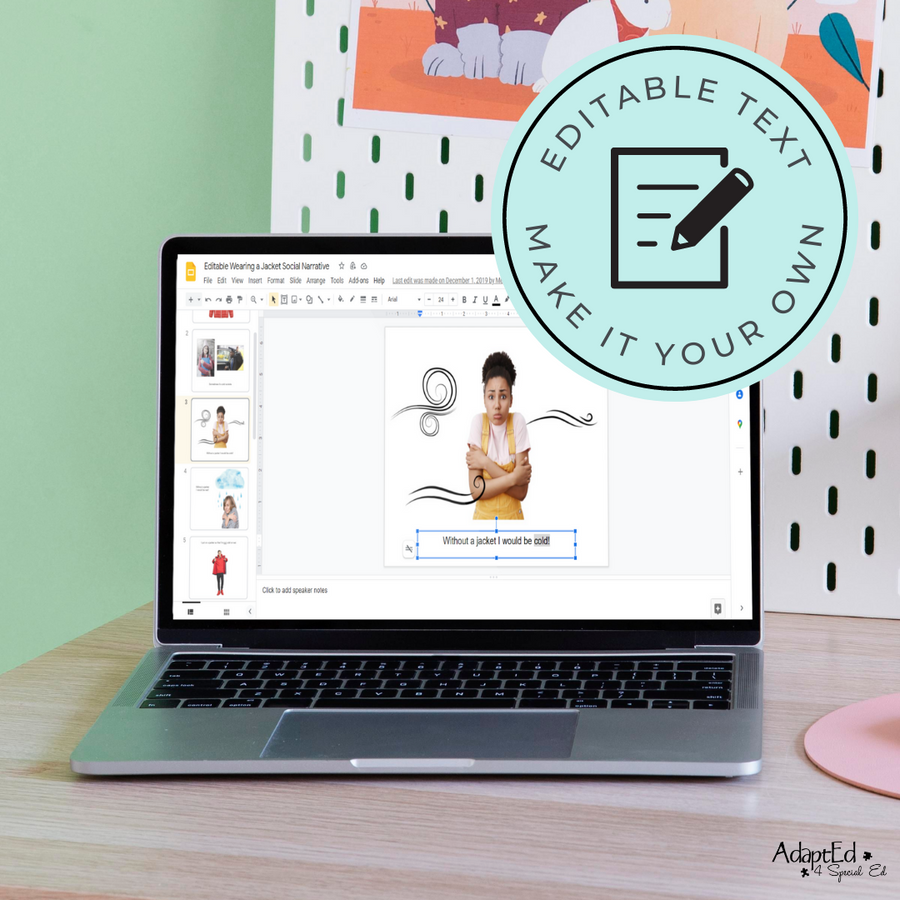 Social Skills Story: Wearing a Jacket: Editable (Printable PDF ) Social Skills - AdaptEd4SpecialEd