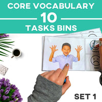 Thumbnail for Core Vocabulary | Task Bins | Set 1: Get · Eat · Drink · Put · Happy · Sad Core Vocabulary - AdaptEd4SpecialEd