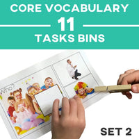 Thumbnail for Core Vocabulary | Task Bins | Set 2: Up · Down · Open · Close · Same · Different · Make · Who Core Vocabulary - AdaptEd4SpecialEd