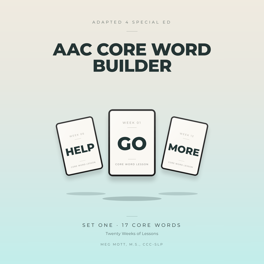AAC Core Word Builder Set 1 | 20 Weeks of No-Prep Speech Therapy Lessons for SLPs