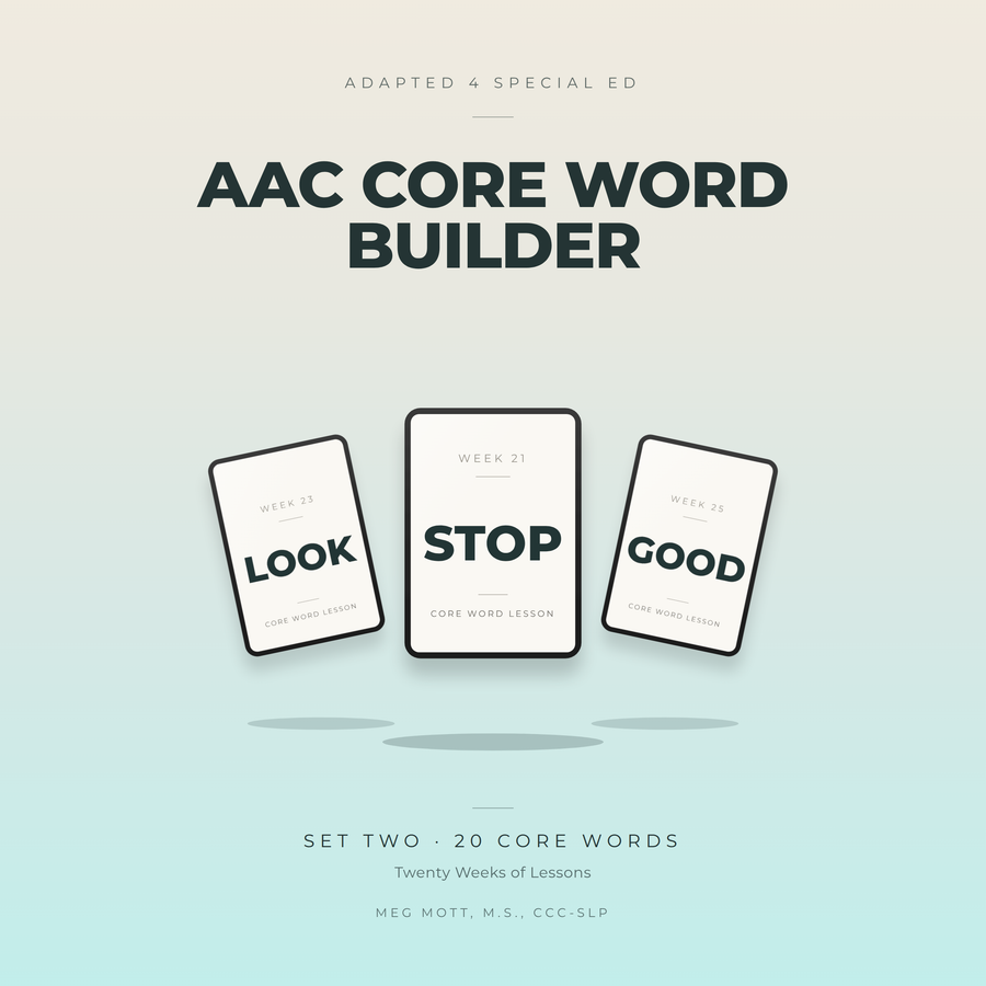 AAC Core Word Builder Set 2 | 20 Weeks of No-Prep Speech Therapy Lessons for SLPs