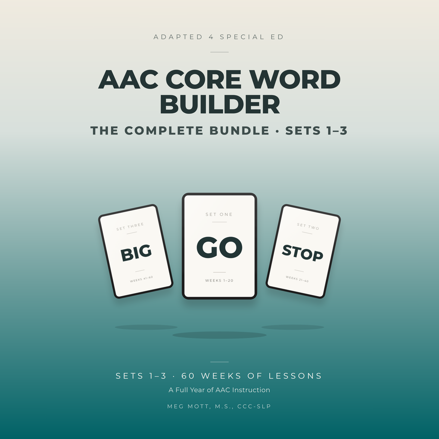 AAC Core Word Builder: Complete Bundle | 60 Weeks of No-Prep Speech Therapy Lessons | Sets 1-3