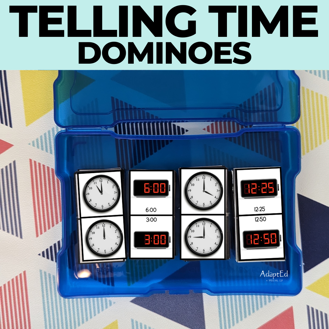 Telling Time Dominoes Digital + Analog Clocks to the Hour and Minutes (Printable PDF)