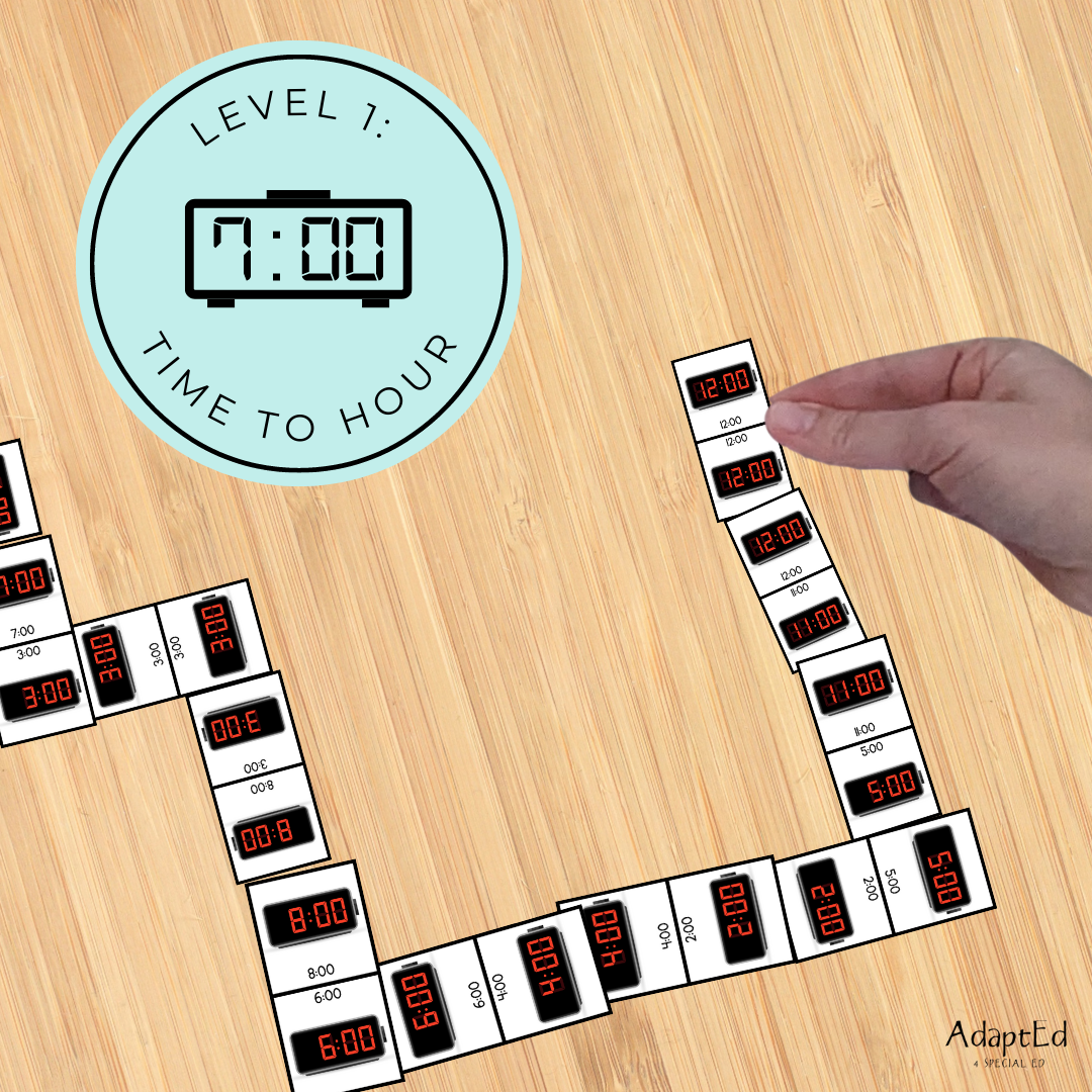 Telling Time Dominoes Digital + Analog Clocks to the Hour and Minutes (Printable PDF)